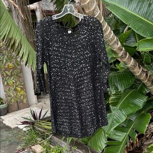 Vintage crochet, silver sequin mini dress